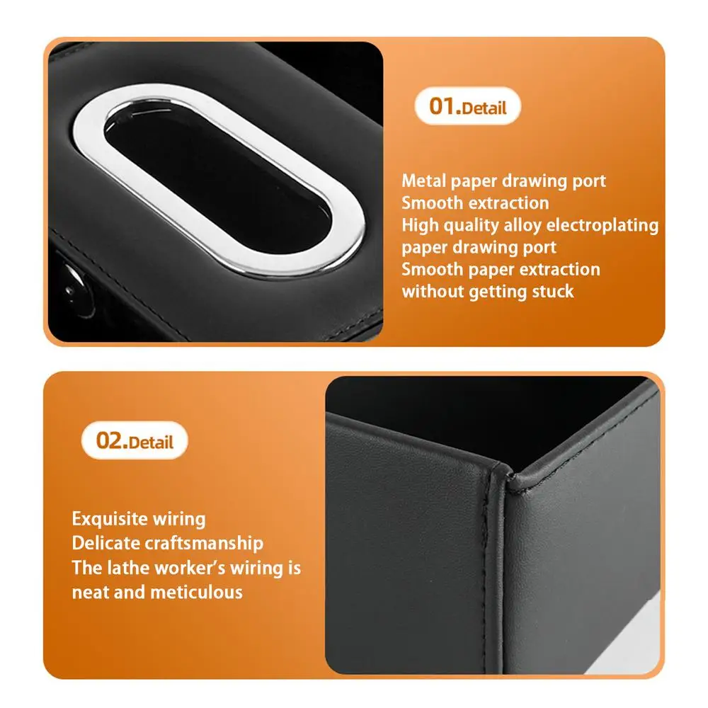 Car Armrest Storage Box Organizer Auto Armrest Organizer Box For Tissue Metal Drawing Port Design Vehicle Storage Tool For