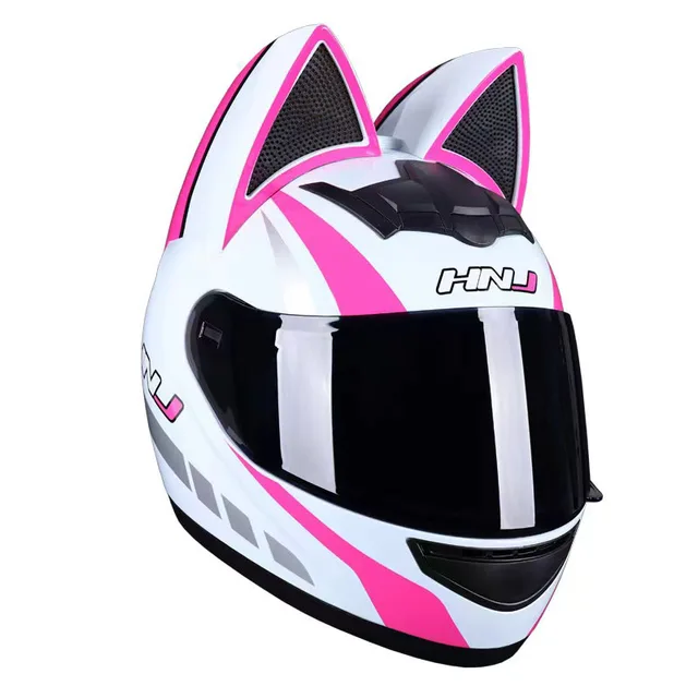 Motocicleta removível gato orelha capacete fora de estrada capacete quatro estações respirável motocross capacete da motocicleta das mulheres dos homens 4