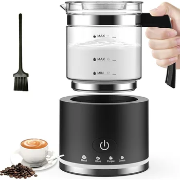 【TODAY ONLY】Milk Frother Electric Glass Milk Frother 4 In 1 Function,Capacity 250Ml Cappuccino Or 500Ml Hot Milk, Eu Plug 1