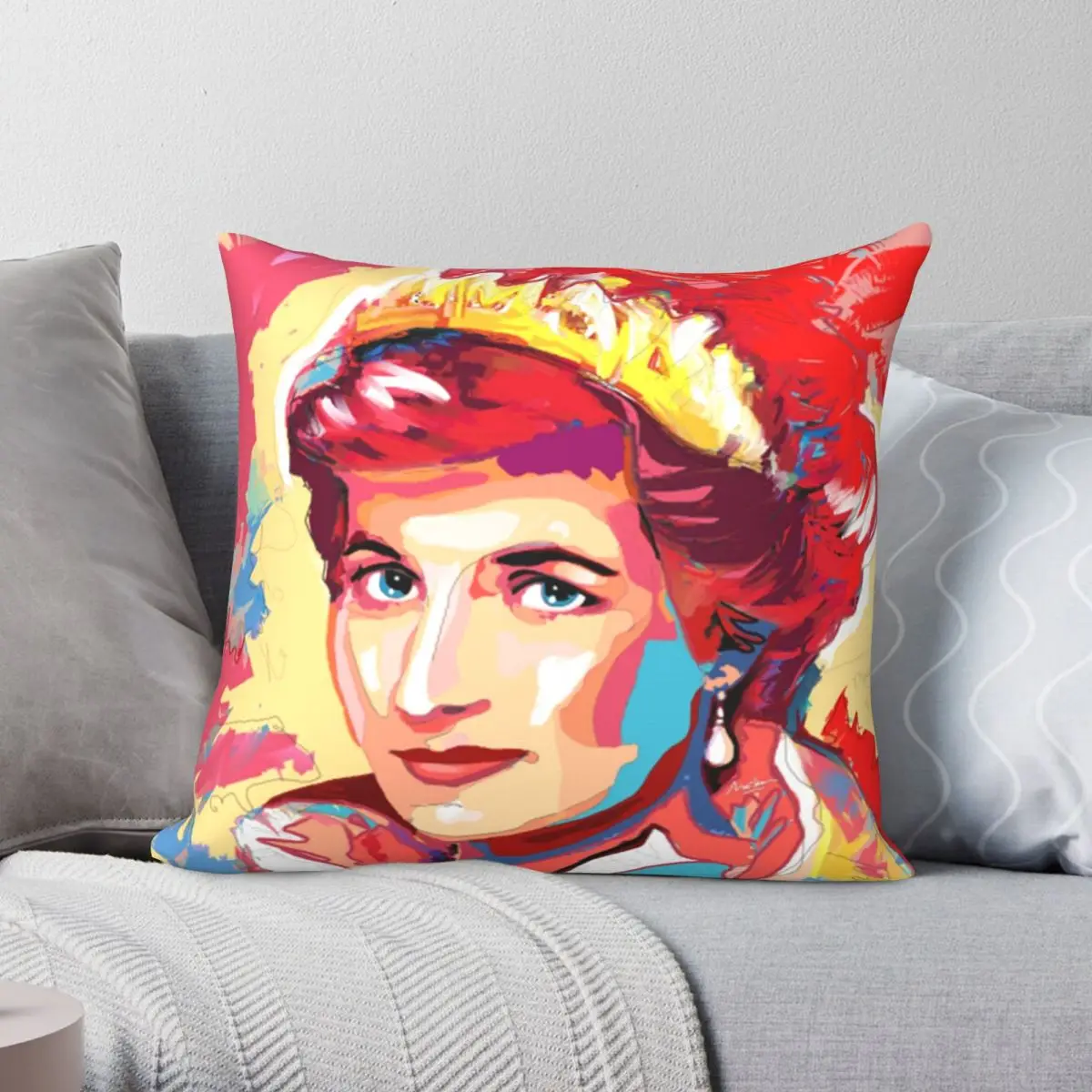 

Princess Diana Square Pillowcase Polyester Linen Velvet Pattern Zip Decor Sofa Cushion Cover