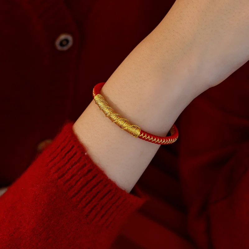 Zodiac Dragon Red Rope Bracelet Light Luxury Small Group of the Year of the Hand Bracelet Jewelry 2024 Dragon Rope New Year Gift