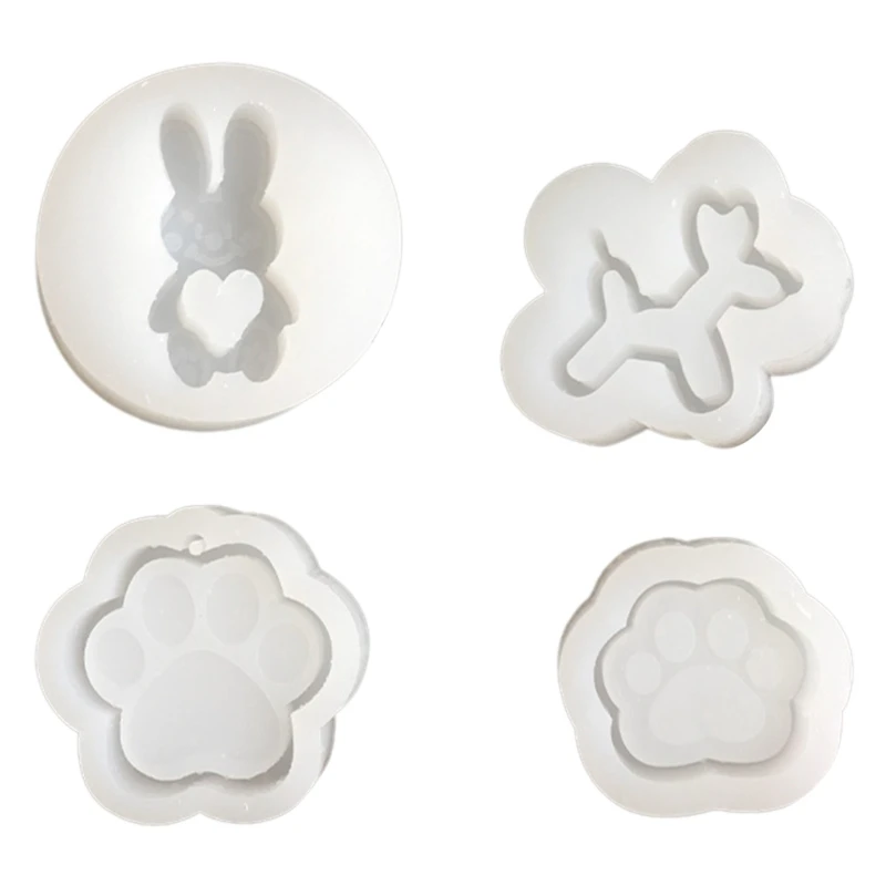Rabbit Cat Paw Ornament Silicone Epoxy Mold DIY Keychain Pendant Jewelry Crafting Mould for Valentines Gift
