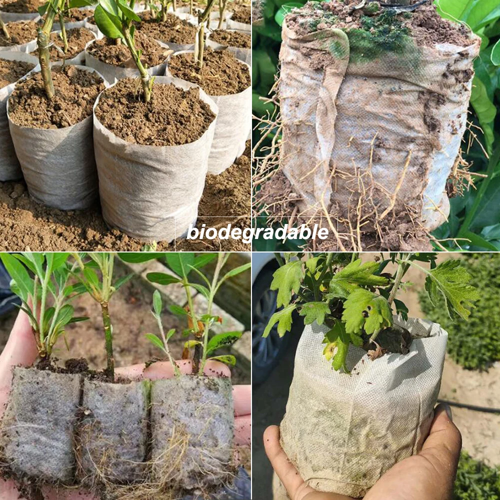 Biodegradable Non-Woven Nursery Bag Plant Grow Bags for Indoor Outdoor Vegetable Flower Fruit Sapling Tree Fabric Seedling Pouch