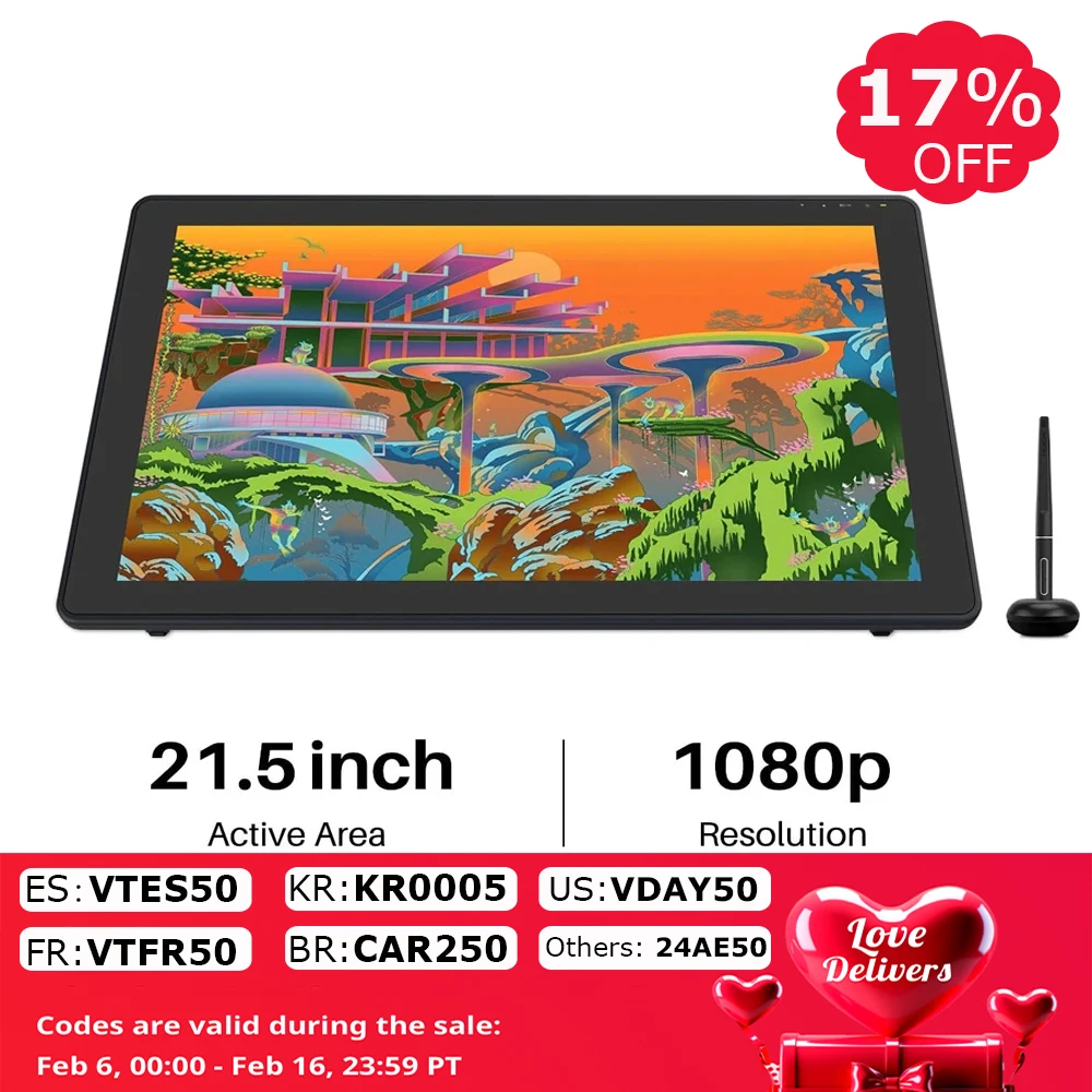 21 5 inch huion graphics tablet monitor kamvas 22 plus 140 srgb drawing