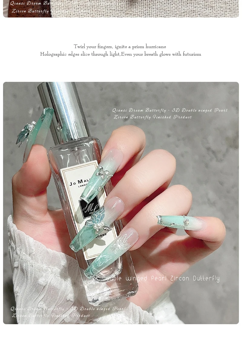 5/1 stücke Kristall Schmetterling Nagel Charms 3D Hohl Perle Legierung Zirkon Nagel Edelsteine Luxus Nail art Dekorationen für DIY Nägel Liefert – Detail 5