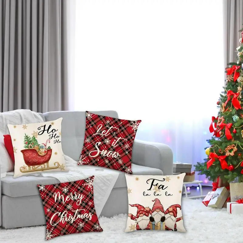 

4pcs Pillow Covers Christmas Theme Comfortable Pillowcase for Sofa Couch soft christmas pillow covers home decoration accessory