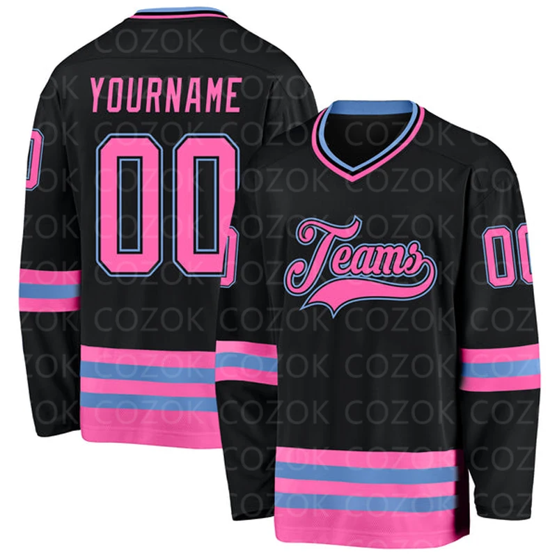 CustomBlackVintagePinkHockey3DPrintYouNameNumberMenWomenIce