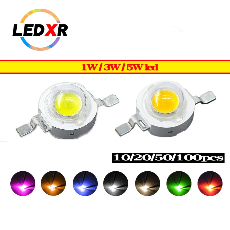 High-power lumens LED lamp beads white red green blue yellow full-spectrum engineering lighting landscape lighting 1/3/5W led lamp led lamp beads led lamp bulb