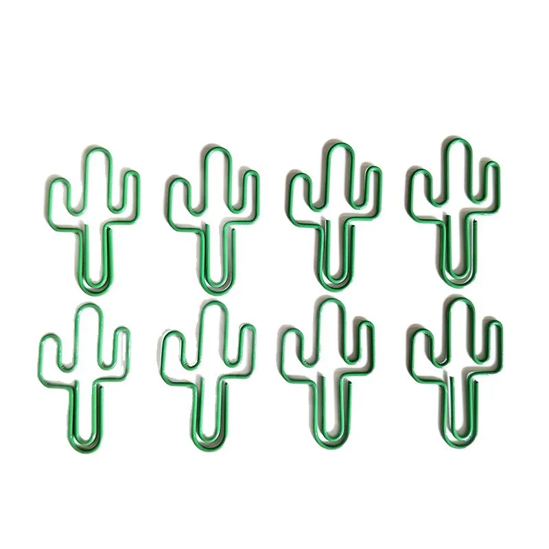 10-100pcs 녹색 선인장 종이 클립 스크랩북 장식 바인더 클립 미니 금속 북마크 사무용 문구 핀 데스크 액세서리