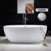 67 inch Acrylic Freestanding Bathtub Contemporary Soaking White Tub with Brushed Nickel Overflow and Drain Easy clean 1