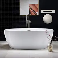 67 inch Acrylic Freestanding Bathtub Contemporary Soaking White Tub with Brushed Nickel Overflow and Drain Easy clean 1