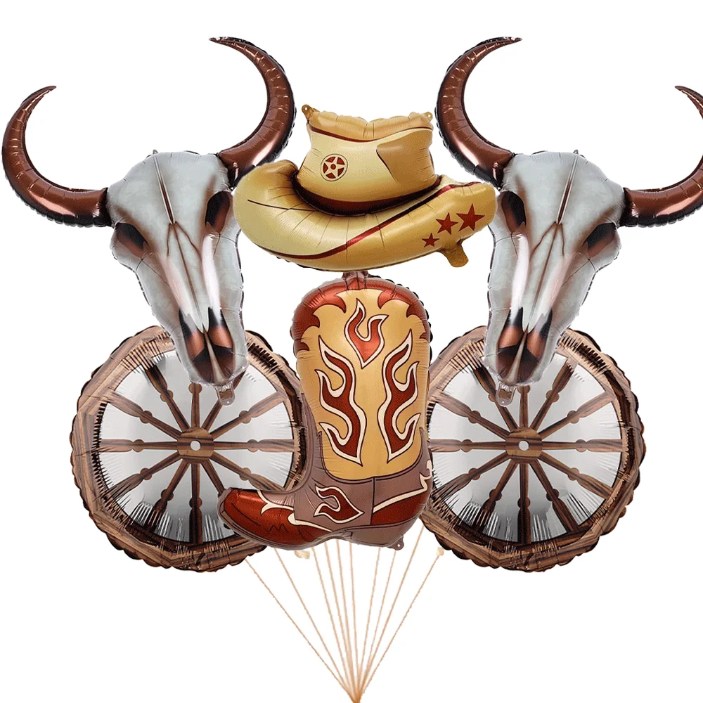 Western Party Longhorn Kuh Pferd Cowboy Hut Stiefel Ballon Wild West Party Dekor Country Ranch Geburtstag Last Rodeo Bachelorette