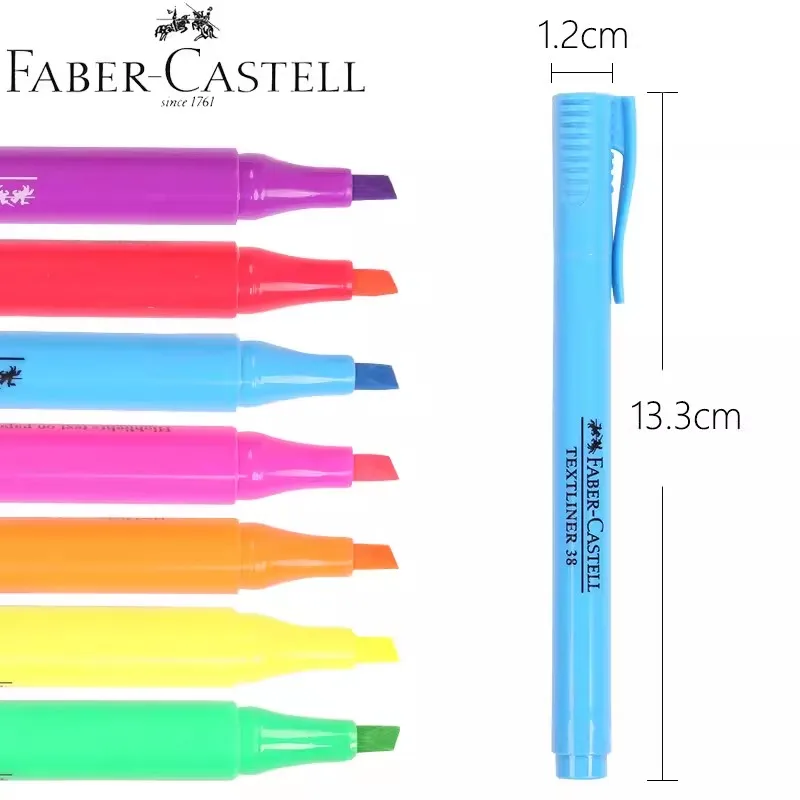 FABER CASTELL 아트 하이라이터 펜, 텍스트 라이너 파스텔, 형광 밝은 마커 펜, 마킹 필기 문구 용품, 7 개