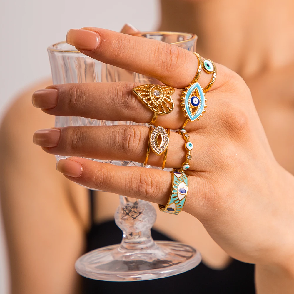 Evil Eye Rings Stainless Steel | Evil Eye Rings Women Gold