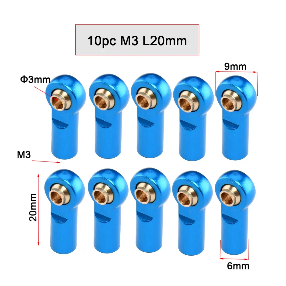 10PCS Aluminum Alloy M3 Link Rod End Ball L18mm/20mm/26mm Metal Rod End Ball For Rc Boat Airplane RC Crawler Car Truck Buggy image 17