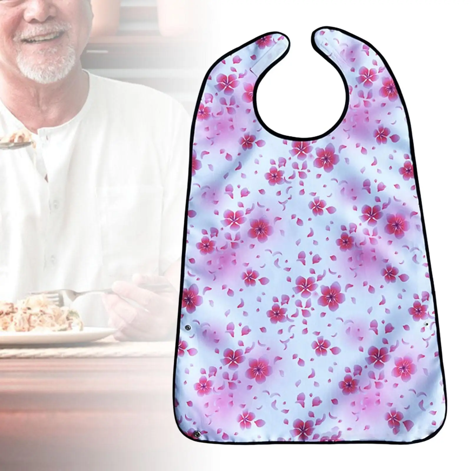 Waterproof Adult Bibs Adjustable Neck Feeding Protector Washable Polyester for Seniors Home Use