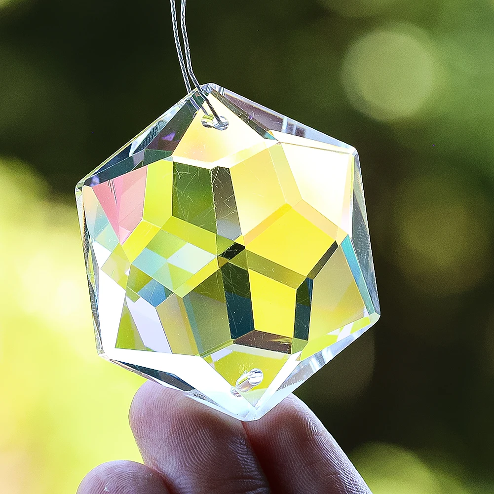 Hexagram Star of David Crystal Suncatcher Hanging Glass Faceted Prism Lightcatcher Rainbow Maker Lucky Amulet Pendant Decor sun catcher crystal pendant sun catchers window ornament