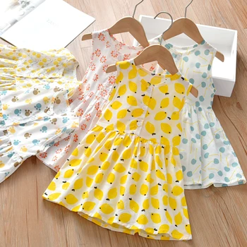 Girls' Dress Summer 100% Cotton Baby Sundress 1-7 Years Kids Princess Dress Children'S Flower Fruit Dress Thin And Comfortable 1