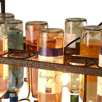 American Retro Industrial Rust Metal Colored Wine Bottle Glass Chandelier
