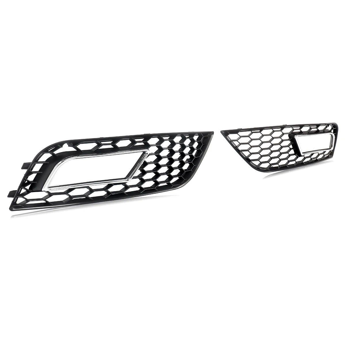 Pair Honeycomb Style Fog Light Cover For 2013-2016 Audi A4 B8.5 Standard Bumper
