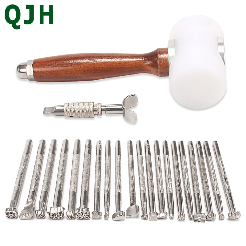 Leather Carving Tools Handmade Seal Sculpture Rotary Carving Knife DIY Metal Leather Processing Saddle Stamping Craft Tool Hammer