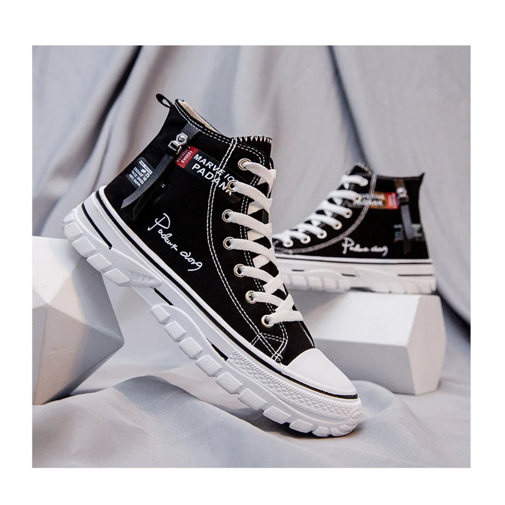 Chaussures montantes en toile respirantes pour hommes, chaussures de mode coréenne décontractées pour hommes, chaussures de planche pour étudiants, nouvelle collection 2023_voghion.com