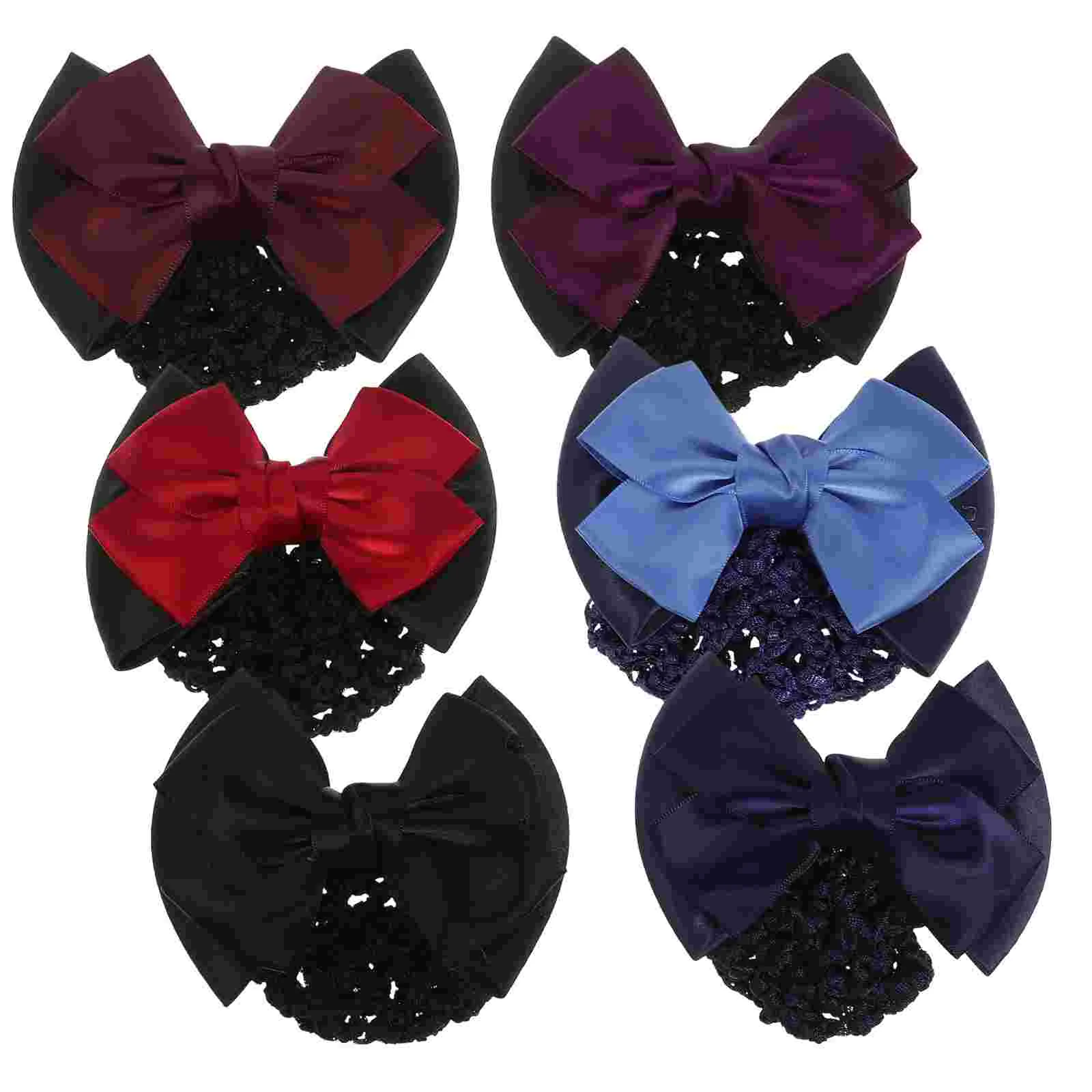 

6 Pcs Hair Pins Elastic Clips Bun Nets Headgear Bow Headdress Snood Hairpins Work Women
