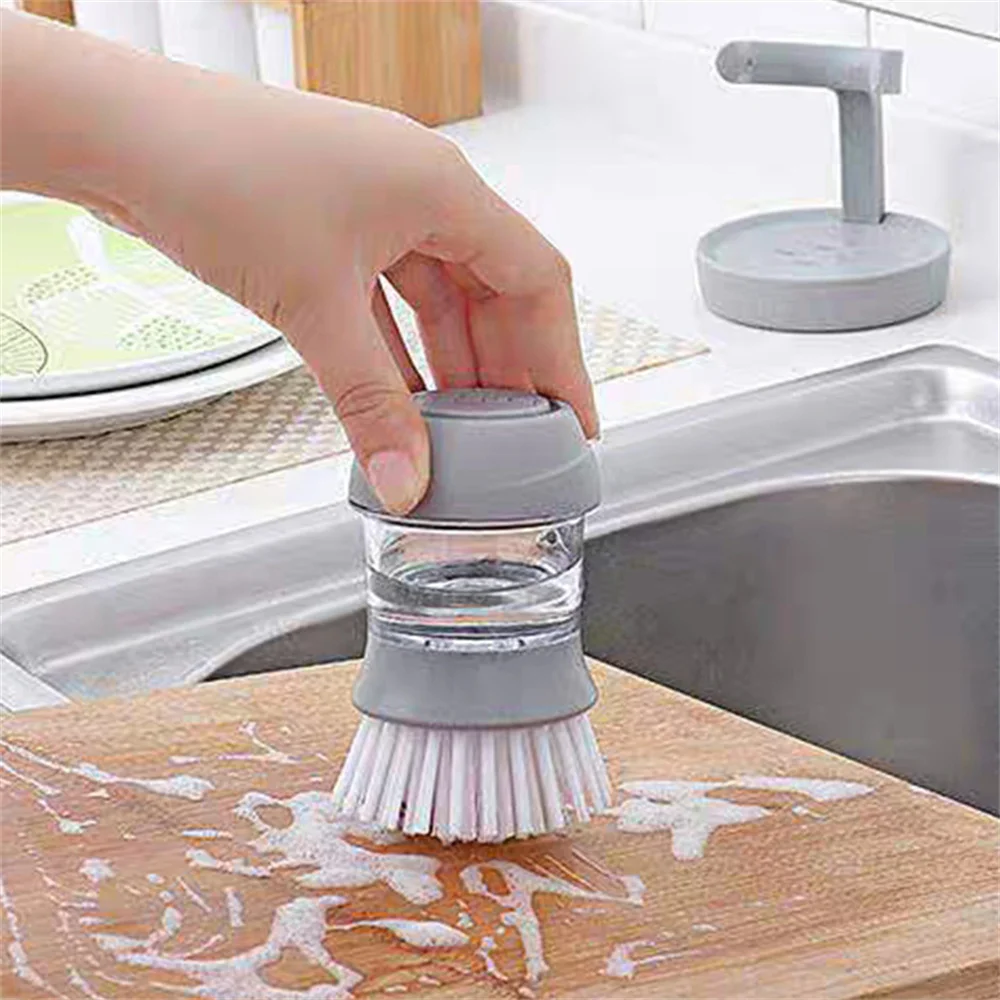 Soap Dispensing Dish Palm Brush Cleaning Dish Brush Handheld Dish Scrubber  Pot Pan Sink Brush Kitchen Cleaning Tools - AliExpress