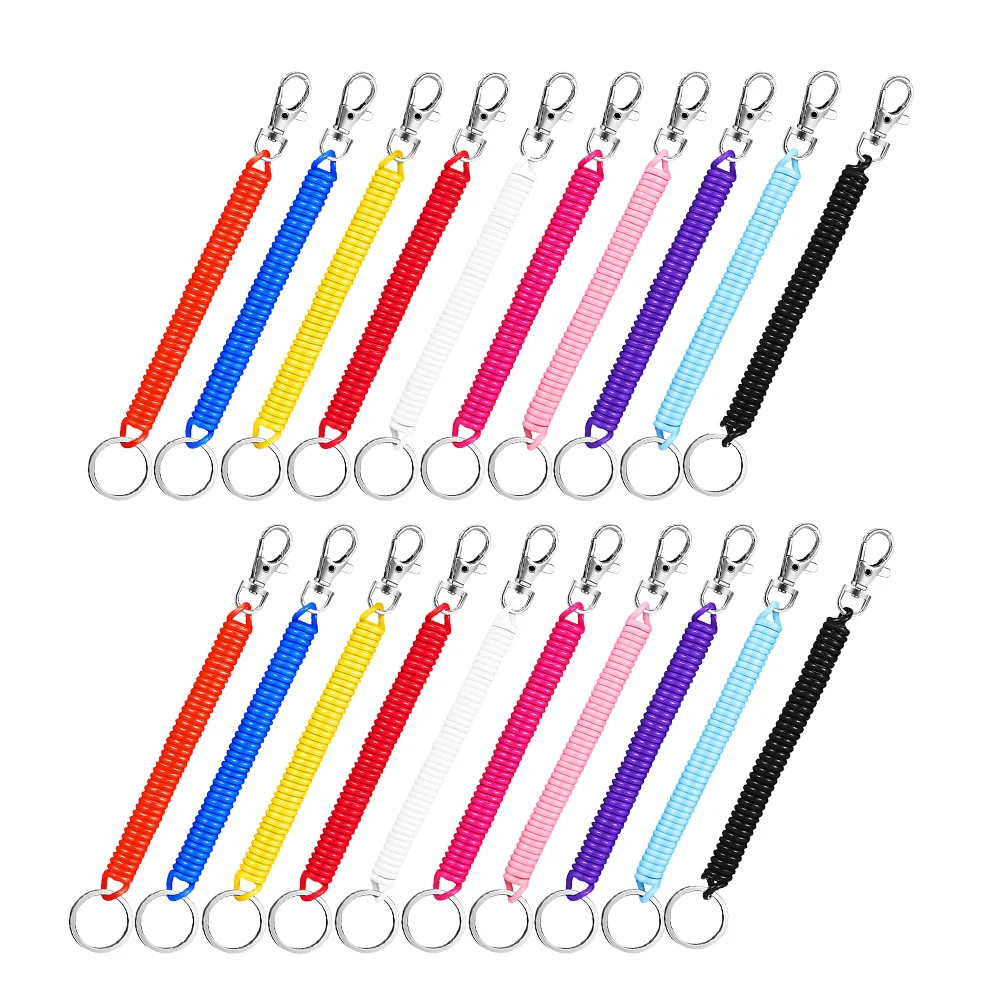 

20pcs Retractable Keychain Stretch Cord Key Holder Plastic Keychain Spring Rope Keychain