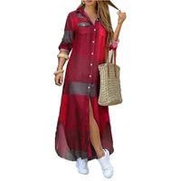 Robes pour femmes 2026 : Nouvelle mode, robe longue sexy à simple boutonnage, col à revers ample, printemps-automne, vêtements pour femmes, vestidos 5