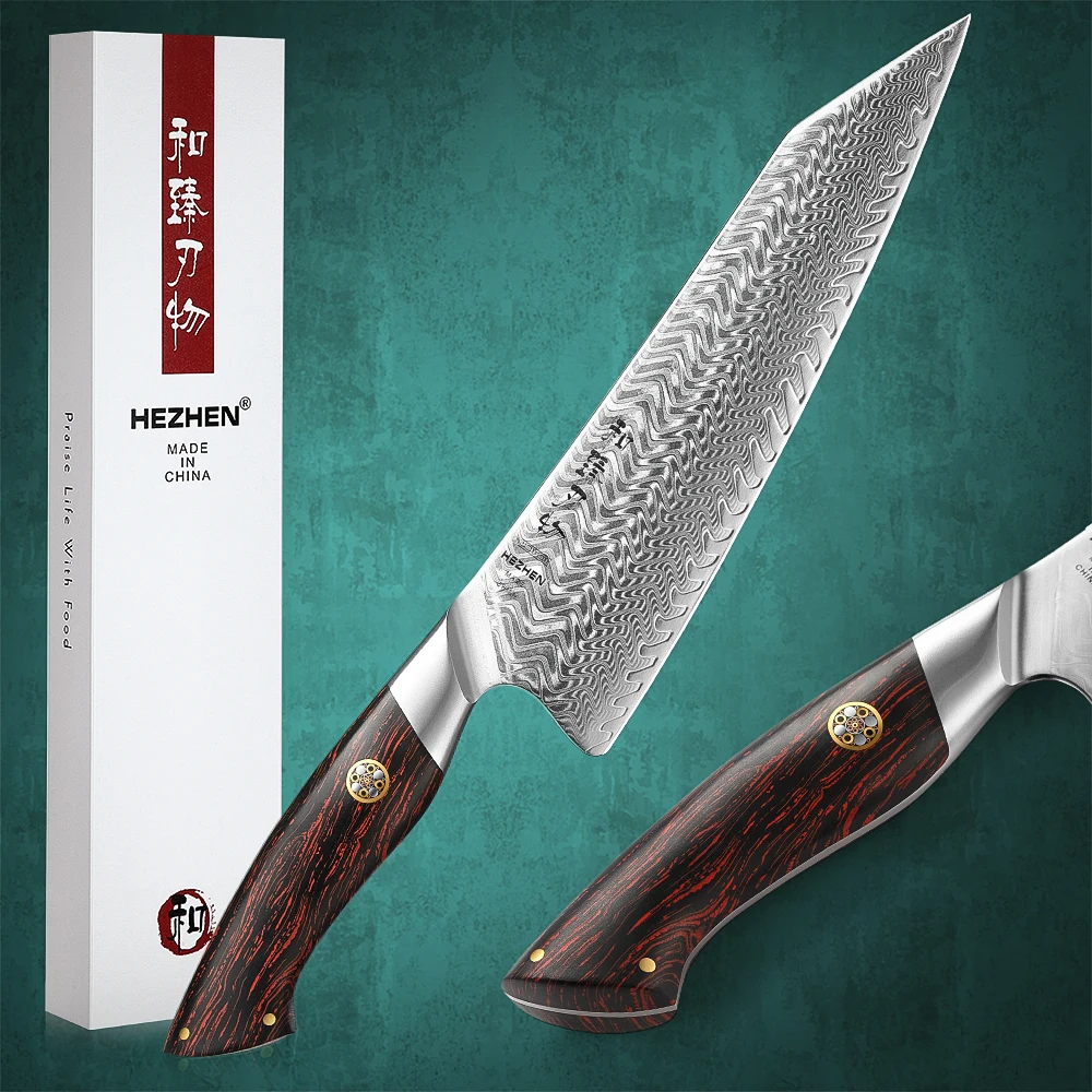HEZHEN 8.3 Inch Chef Knife 73 Layers Damascus Steel Kitchen Knife