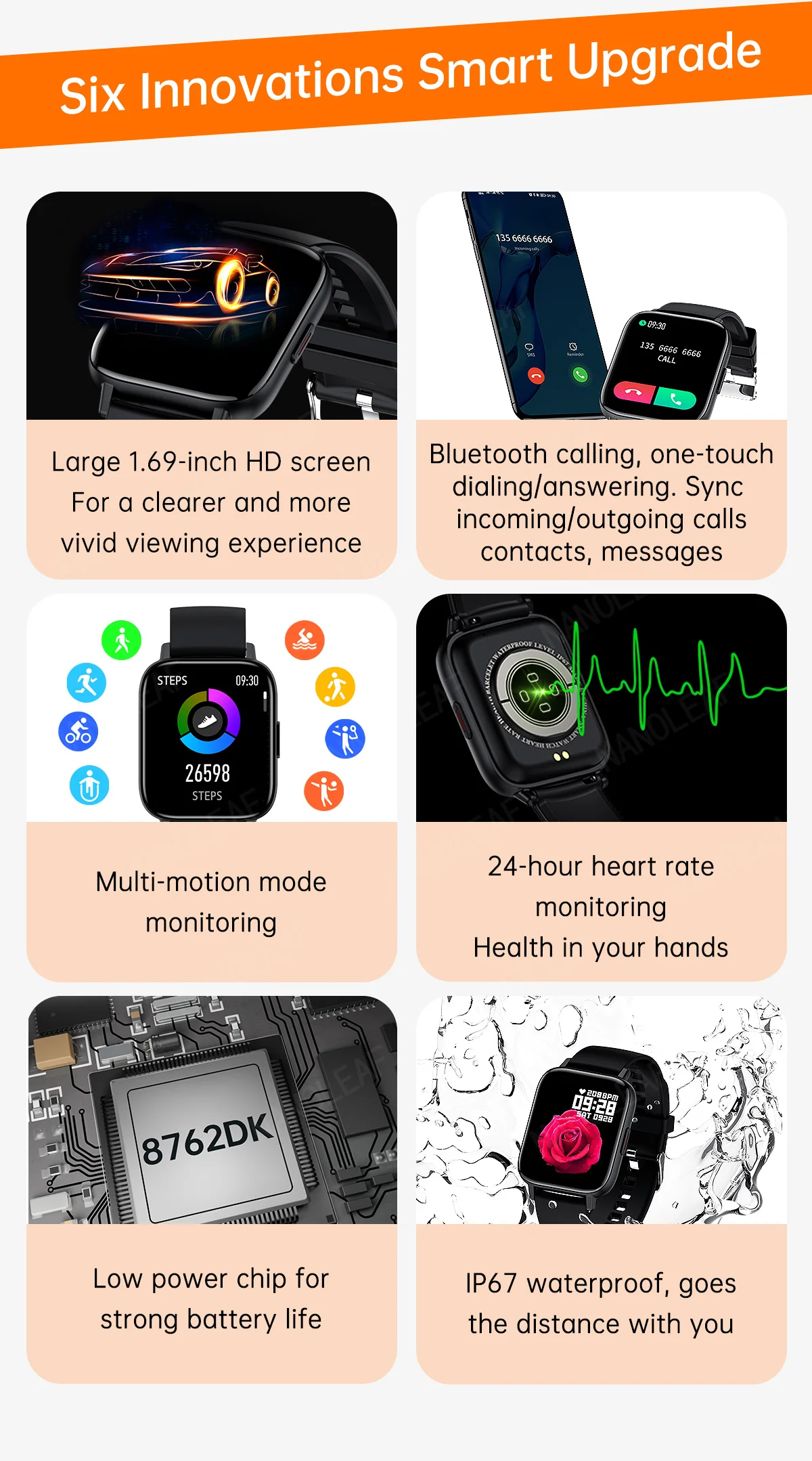 I20m Smart Watch Men Sports Count Sleep Monitoring Caller Id Wristwatches Ladies Heart Rate Blood Pressure Detection Bracelet