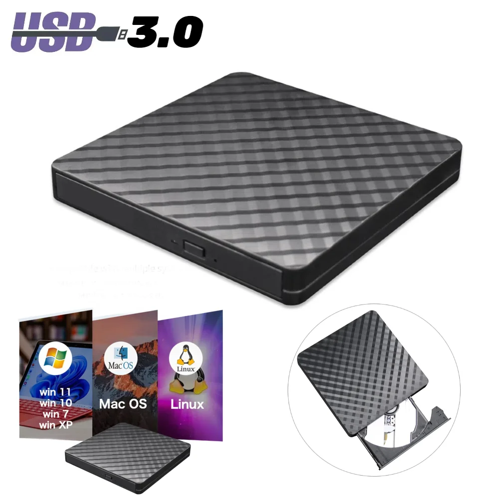 USB 3.0 광학 디스크 드라이브, 고속 전송 DVD 리더, 플러그 앤 플레이 휴대용 광학 드라이브, 노트북 PC 데스크탑용 무료 드라이브