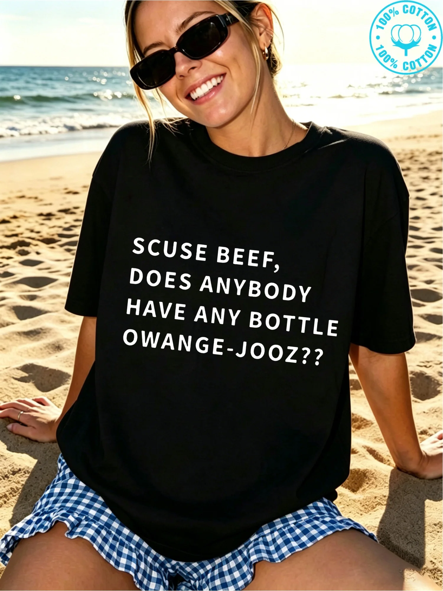 Women Funny Text T-Shirt Humorous Quote Blouse Compatible Suitable for Beach Outfits Summer Casual Wear Gifts Machine Washable Comfortable Everyday Top for Outings No Transparency