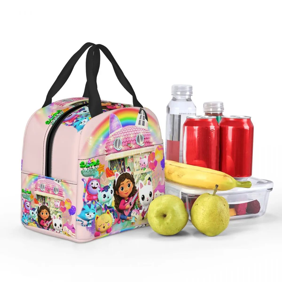 Custom Animated Anime Movies Gabbys Dollhouse Portable Lunch Boxes Women Multifunction Cooler Thermal Food Insulated Lunch Bag 6