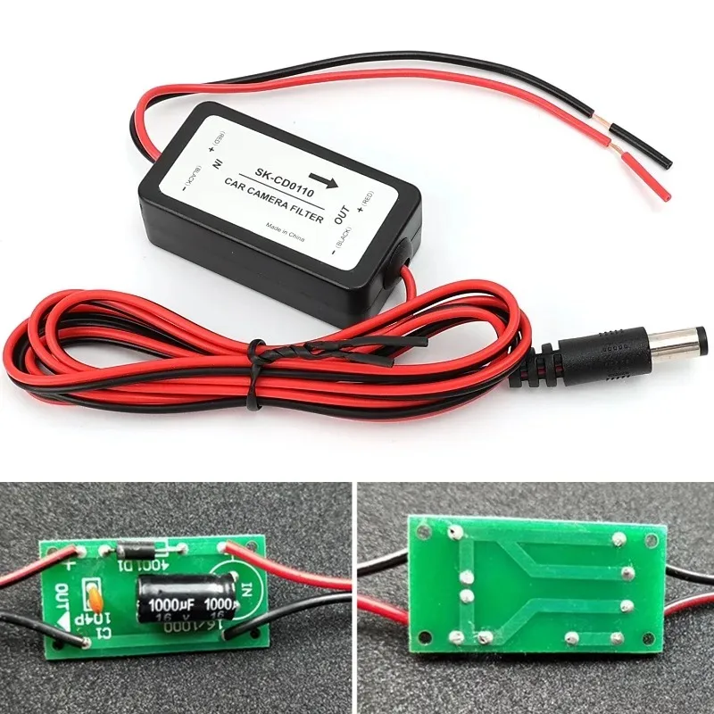 Direct Insertion Rectifier DC 12V Power Car Rear View Camera Power Relay Capacitor Auto Filter Relay Capacitor Filter Connector
