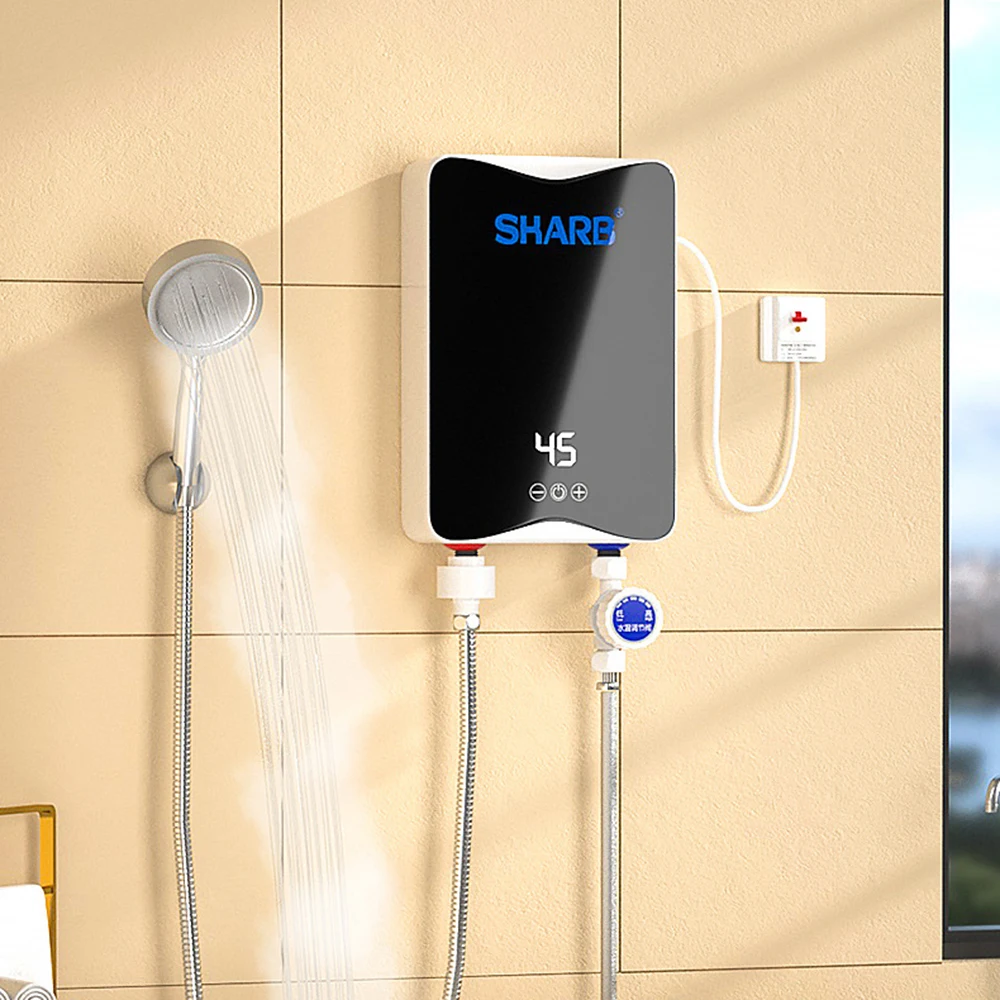 Electric Water Heater 5500W Instant Tankless Electric Hot Water Heater Bathroom Kitchen Instant Heating Tap Demand Water Heater with LCD Display