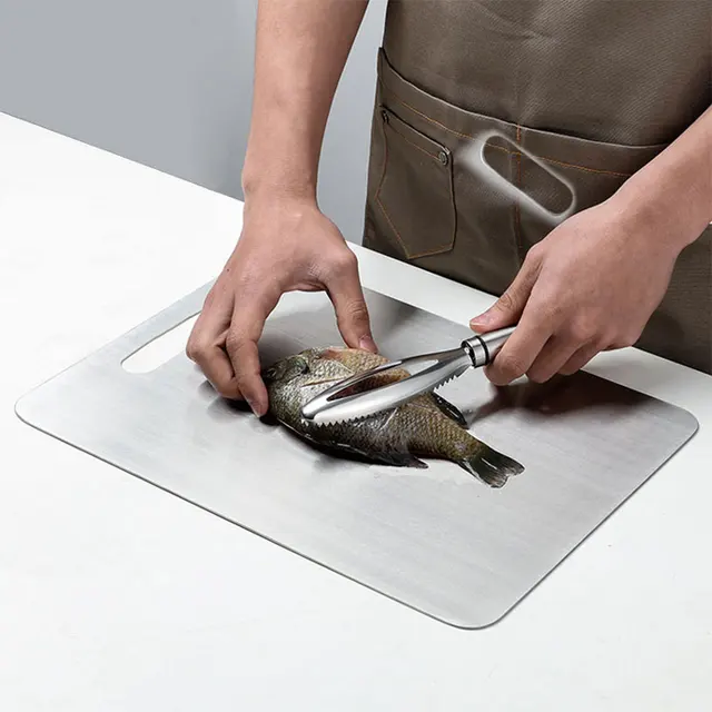 Taglieri in titanio per cucina, tagliere in acciaio inossidabile, tagliere a doppia faccia in acciaio inossidabile 304 per uso alimentare 3