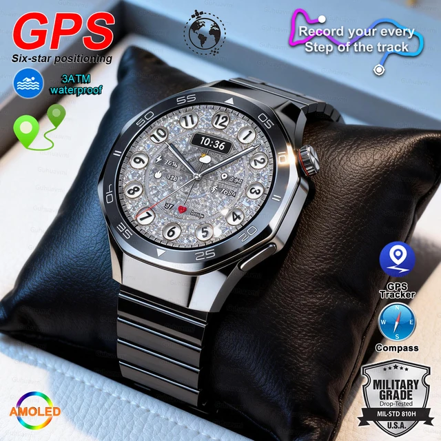 2026New Smart Watch Men Full Circle HD Screen Wireless Call Smartwatch Call Reminder GPS Sports Track Bracelet Music Clock+ Gift 1