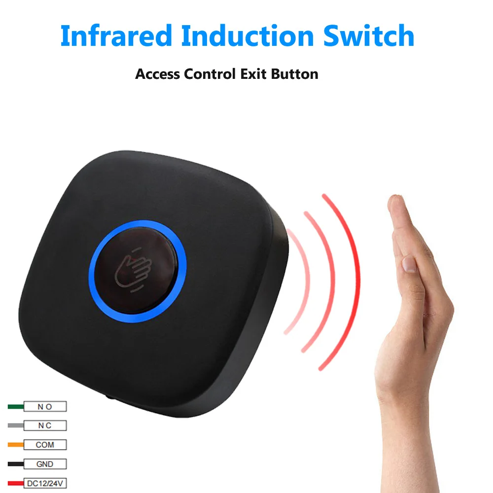 Metal Backlight Infrared Touchless Exit Release Switch Button No Touch Switch IP