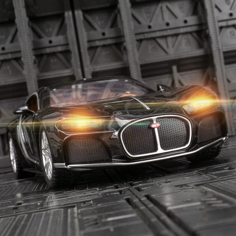 1:24 Bugatti Atlantic Alloy Sports Car Model Diecast Metal Toy Race Vehicles Modello Di Auto Simulazione Suono E Luce Regalo Giocattolo Per Bambini