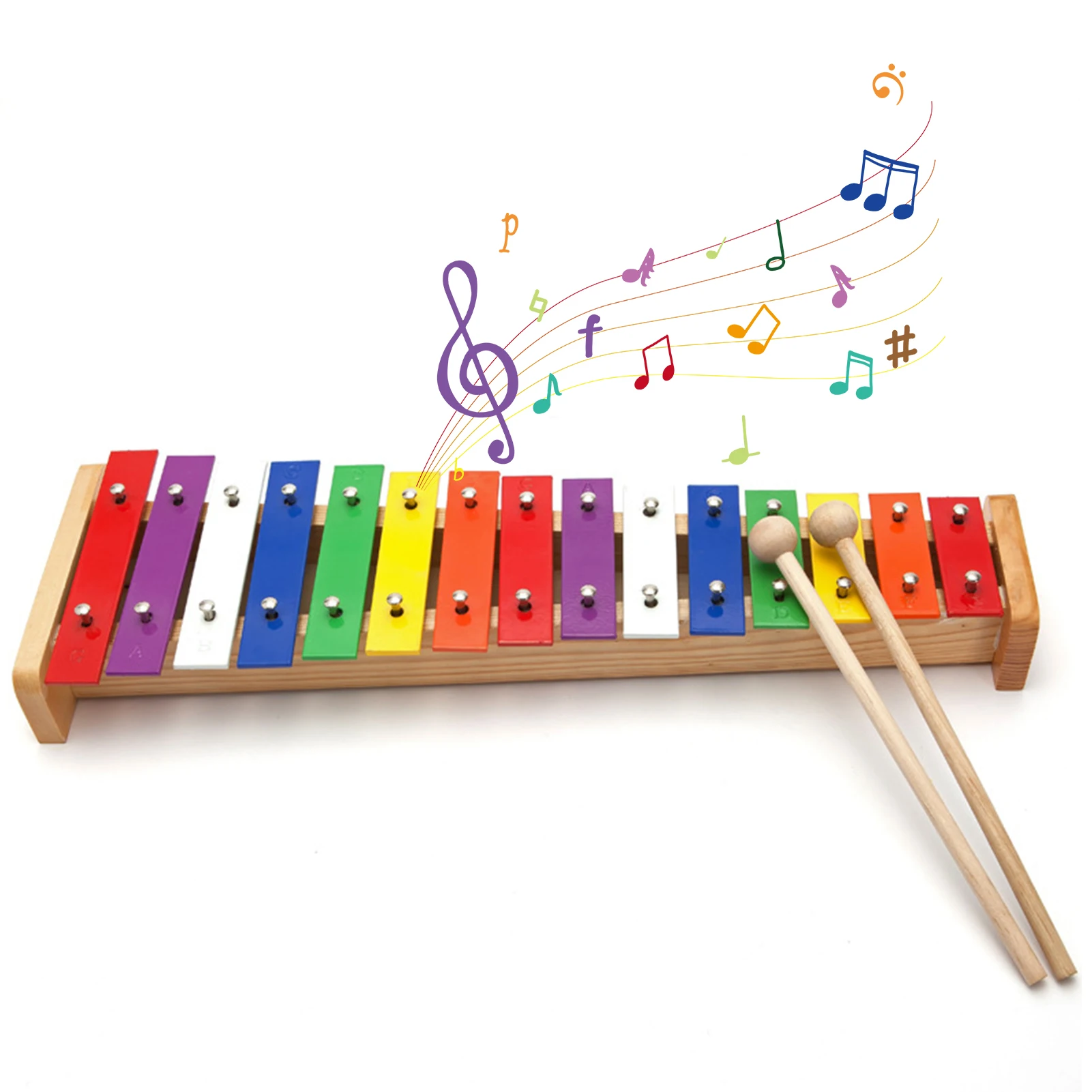 15 Notes Xylophone Colorful Children Educational Xylophone Kids Hand Knock Piano For Early Education