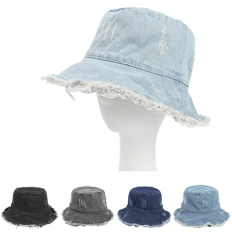 Nuovo Cappello Da Pescatore In Denim Con Bordi Sfilacciati Cappelli Da Pescatore Per Donna Gorro Sun Fishing Caps Gorras Casquette Gorra Muts Chapeau