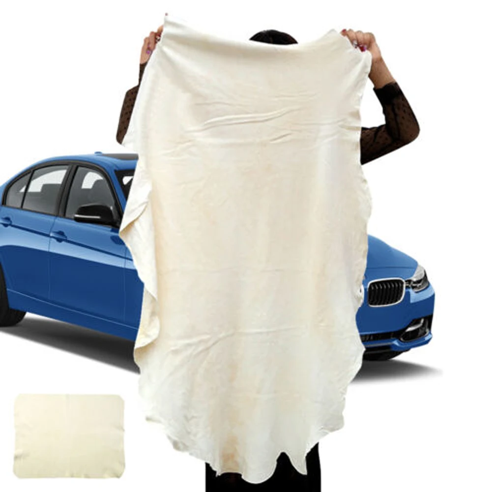 Car Cleaning Towel 90*60cm/80*60cm Pure Natural Chamois Cleaning Cloth Irregular Absorbent Cloth Car Washing Maintenance Parts 3