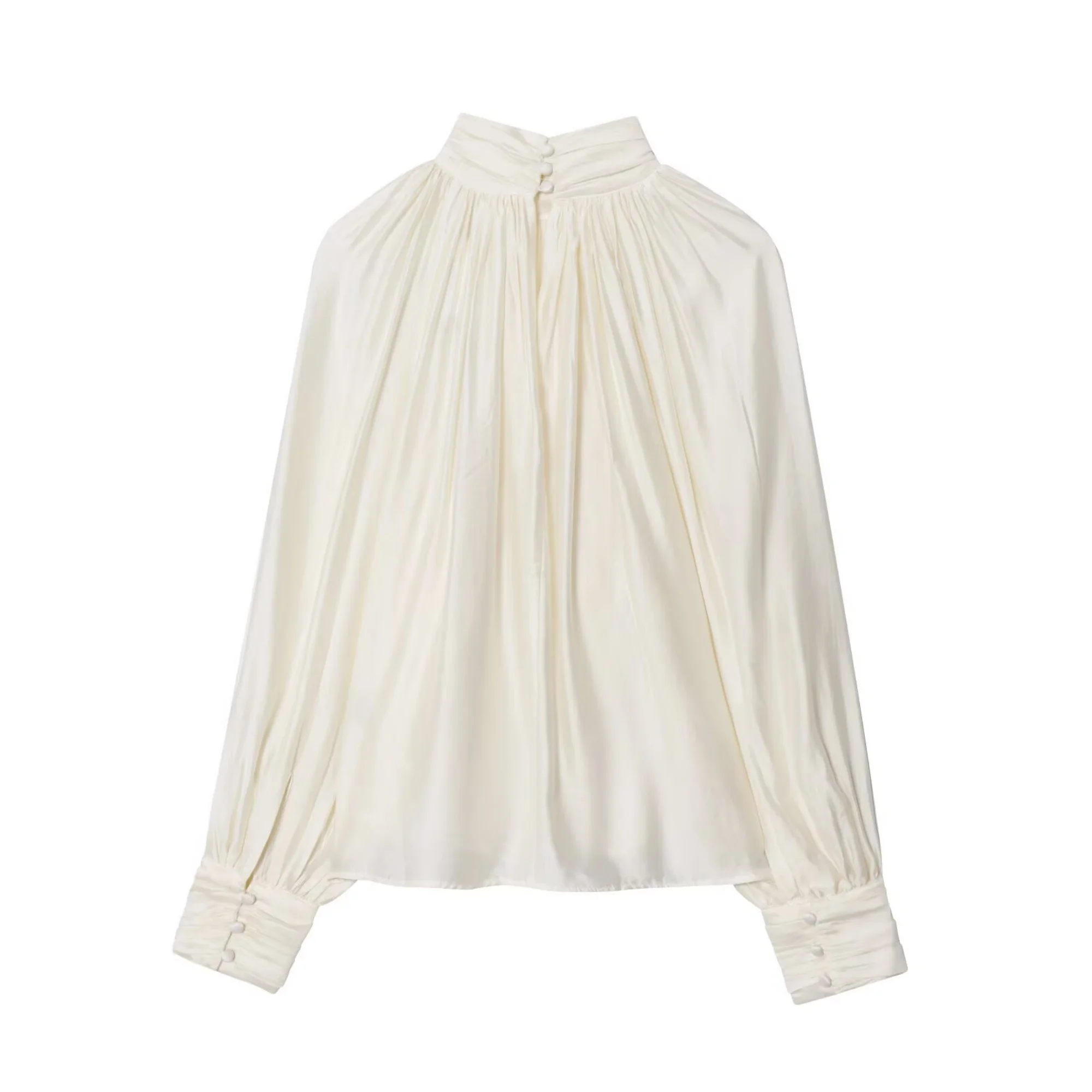 2025 Autumn Women's Top New Fall Solid Color Long-Sleeved Draped Decorative Top Sense of Luxury Elegant Personality Fashion