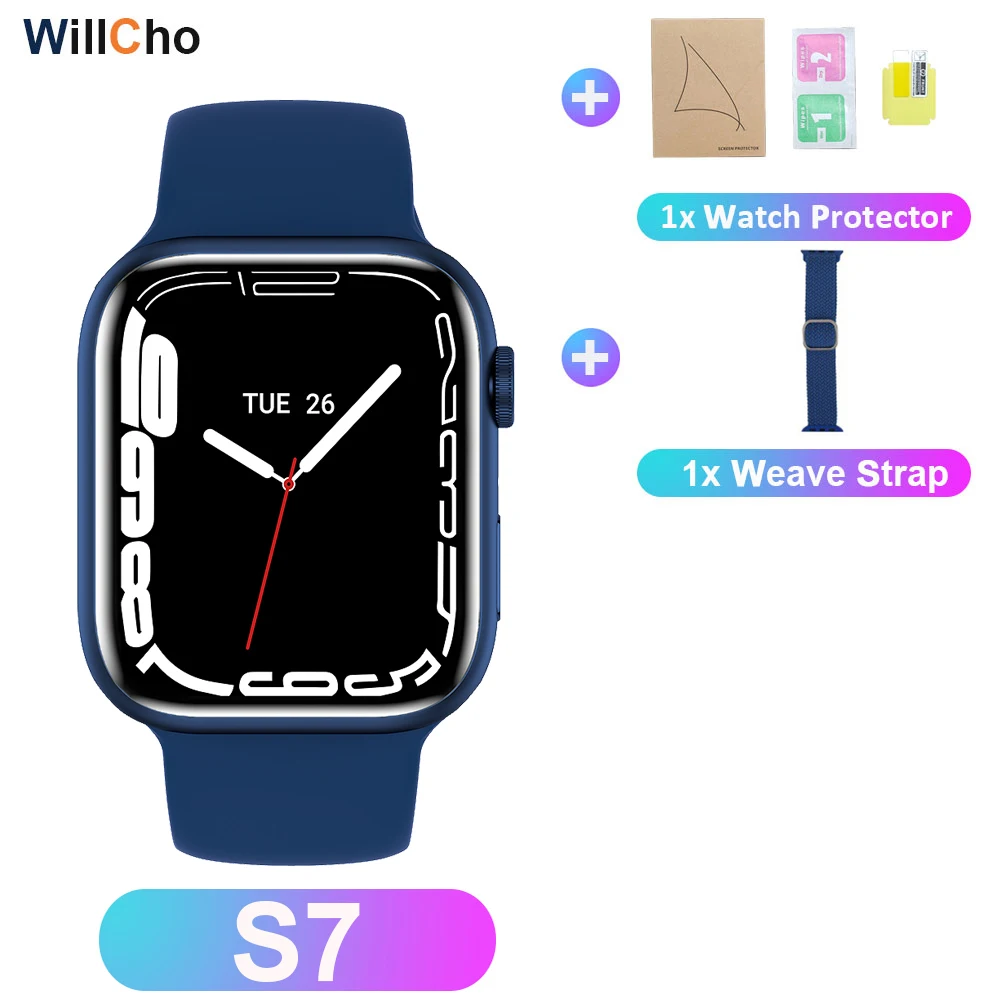 2022 S7 Smart Watch Iwo 14 Pro Nfc Voice Assistant Bluetooth Dial Answer Call Watch for Men Smart Watch Women Series 7 Pk W37Pro 