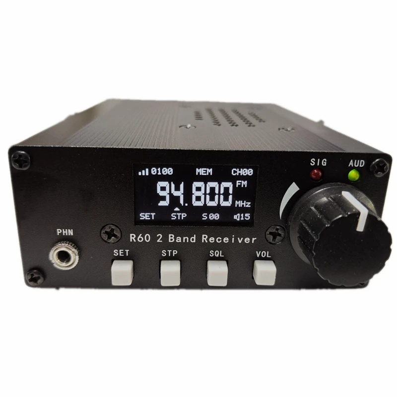 

DIY Aviation Radio R60 FM 88-108Mhz Air Band R60 2 Band Receiver Aviation Radio PLL Secondary Frequency Conversion +Case