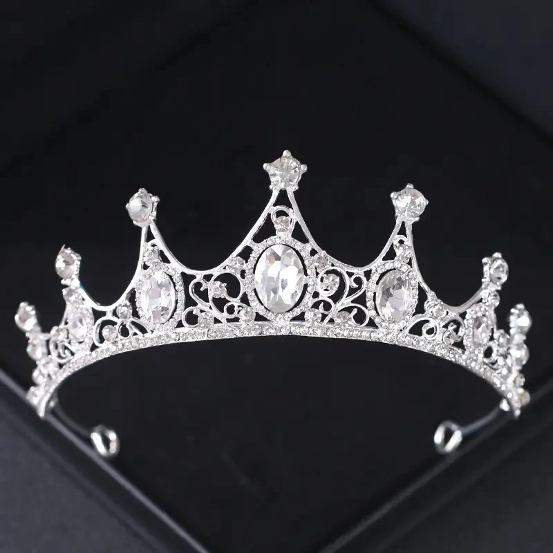 Silberne Kristall Braut Tiara und Krone Stirnband für Frauen Braut Party Strass Abschluss ball Diadem Hochzeit Braut Haarschmuck – Detail 20