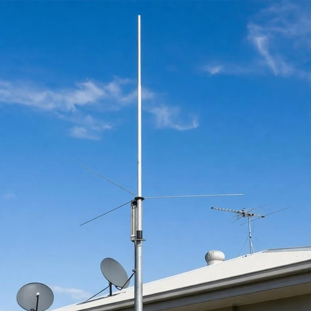GP200 1/2 웨이브 FM 송신기 안테나, 5100W 고이득 실외 기지국 안테나(10M 케이블 포함), PL-259 커넥터