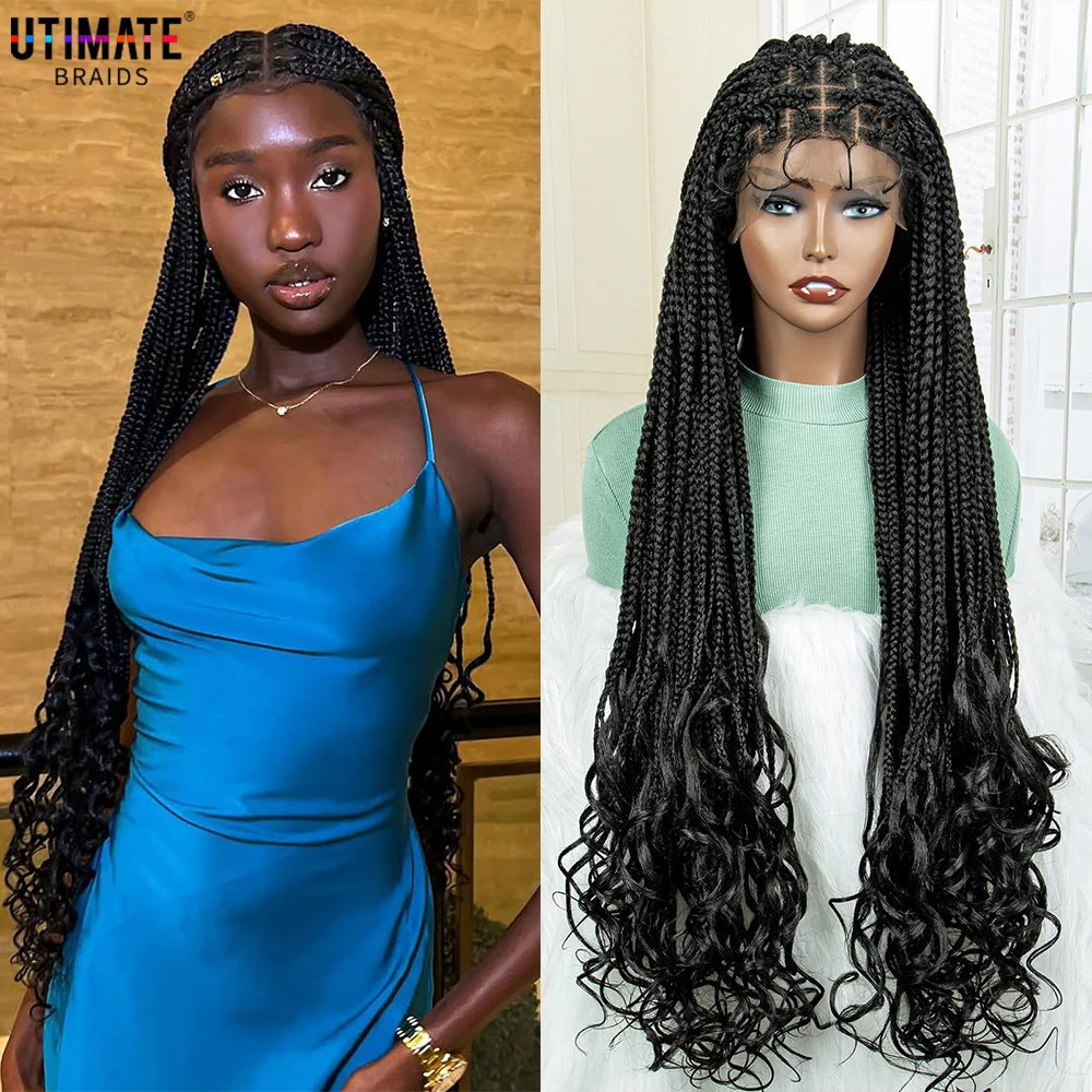 

Парик без косточек для чернокожих женщин, синтетический с плетеными концами, 36 дюймов